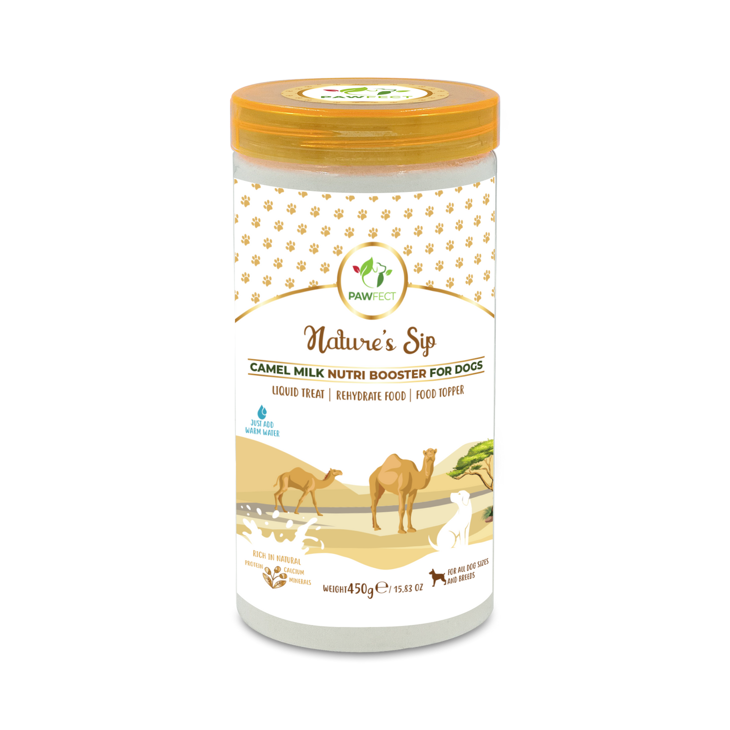 Pawfect Nature's Sip 100% Natural Camel Milk Powder for Dogs & Puppies| Easily Digestible| Source of Vitamins, Minerals, Probiotics| Healthy Topper| Hydration Support