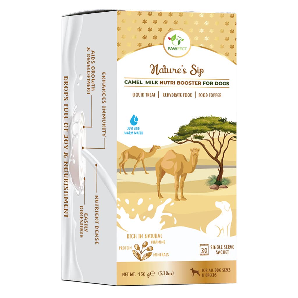 Pawfect Nature's Sip 100% Natural Camel Milk Powder for Dogs & Puppies| Easily Digestible| Source of Vitamins, Minerals, Probiotics| Healthy Topper| Hydration Support