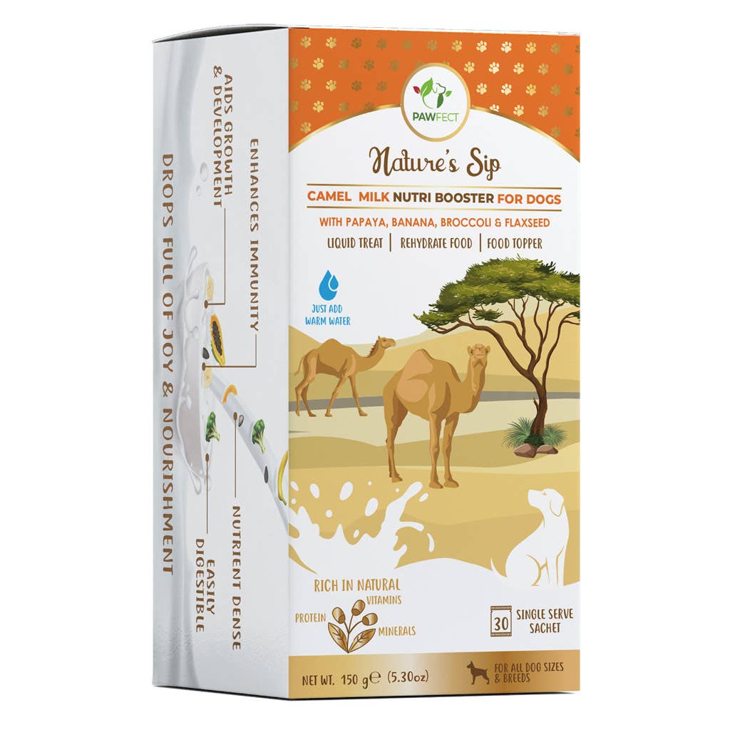 Pawfect Nature's Sip Camel Milk Powder with Papaya, Banana, Broccoli & Flaxseeds| Easily Digestible| Pre & Probiotics| Healthy Topper| Low Glycemic| Hydration Support