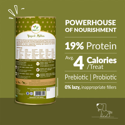 Pawfect Yogurt Melties Pre and Probiotic Dog Treats with Pineapple, Coconut, Banana, Dandelion | Healthy Gut l Low Calories | Grain & Gluten Free | Reward or Training Treats (38g/1.34oz)