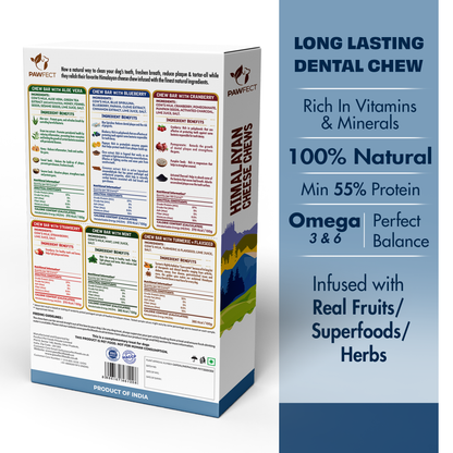 Pawfect Himalayan Cheese Chew for Medium Dogs | Variety Pack of 6 | Strawberry, Blueberry, Cranberry, Aloe, Turmeric, Mint |Grain-free, All Natural long-lasting dental chews(390g/13.76oz)