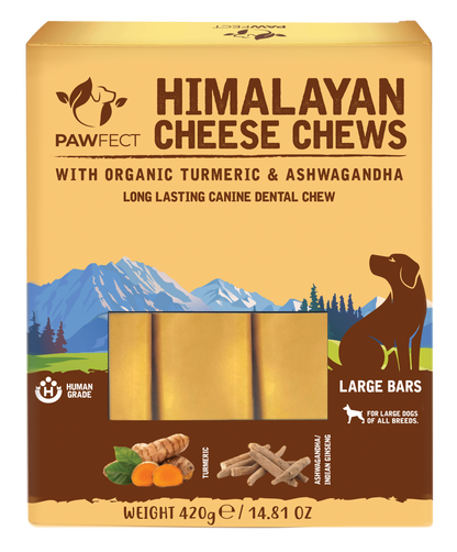 Pawfect Himalayan Cheese Chews with Turmeric & Ashwagandha for Dogs|100% Natural Dental Stick|Cleans teeth|Helps remove plaque and tartar|Grain-free|Long lasting chew|Pack of 3