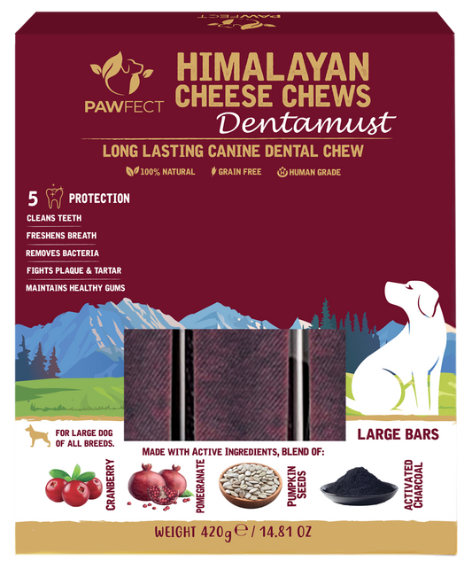 Pawfect Dentamust Himalayan Cheese Chew with Cranberry & Pomegranate for Dogs|Long lasting dental chews with Superfoods |All Natural, High protein|Grain-free | Pack of 3 for Large Dogs