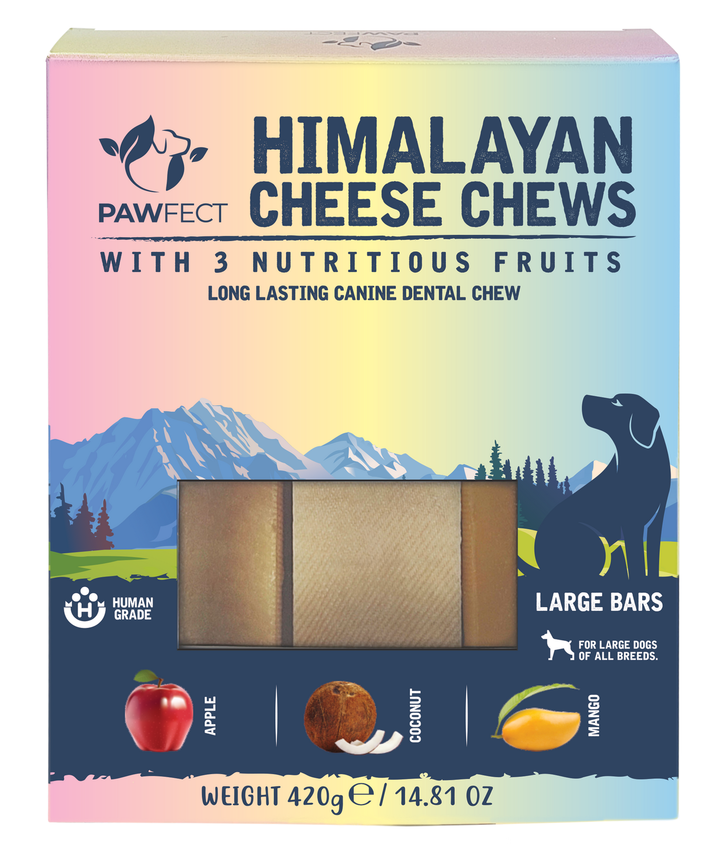 Pawfect Himalayan Cheese Chews with Apple, Mango & Coconut for Dogs | All Natural dental stick | Rich in Protein & Calcium | Grain-free | Long-lasting chew |Pack of 3