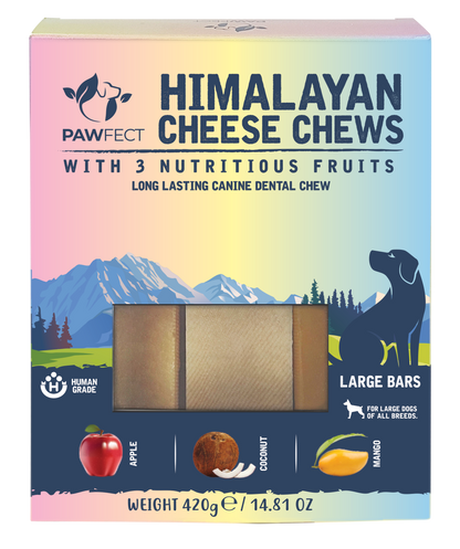 Pawfect Himalayan Cheese Chews with Apple, Mango & Coconut for Dogs | All Natural dental stick | Rich in Protein & Calcium | Grain-free | Long-lasting chew |Pack of 3