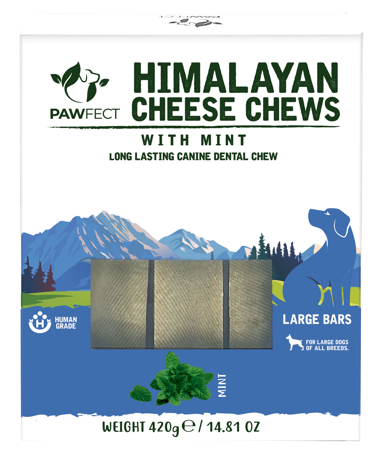 Pawfect Himalayan Cheese Chews with Mint for Dogs| 100% Natural Dental Stick| Cleans teeth| Removes Plaque and Tartar|High protein| Grain-free | Long lasting chew | Pack of 3