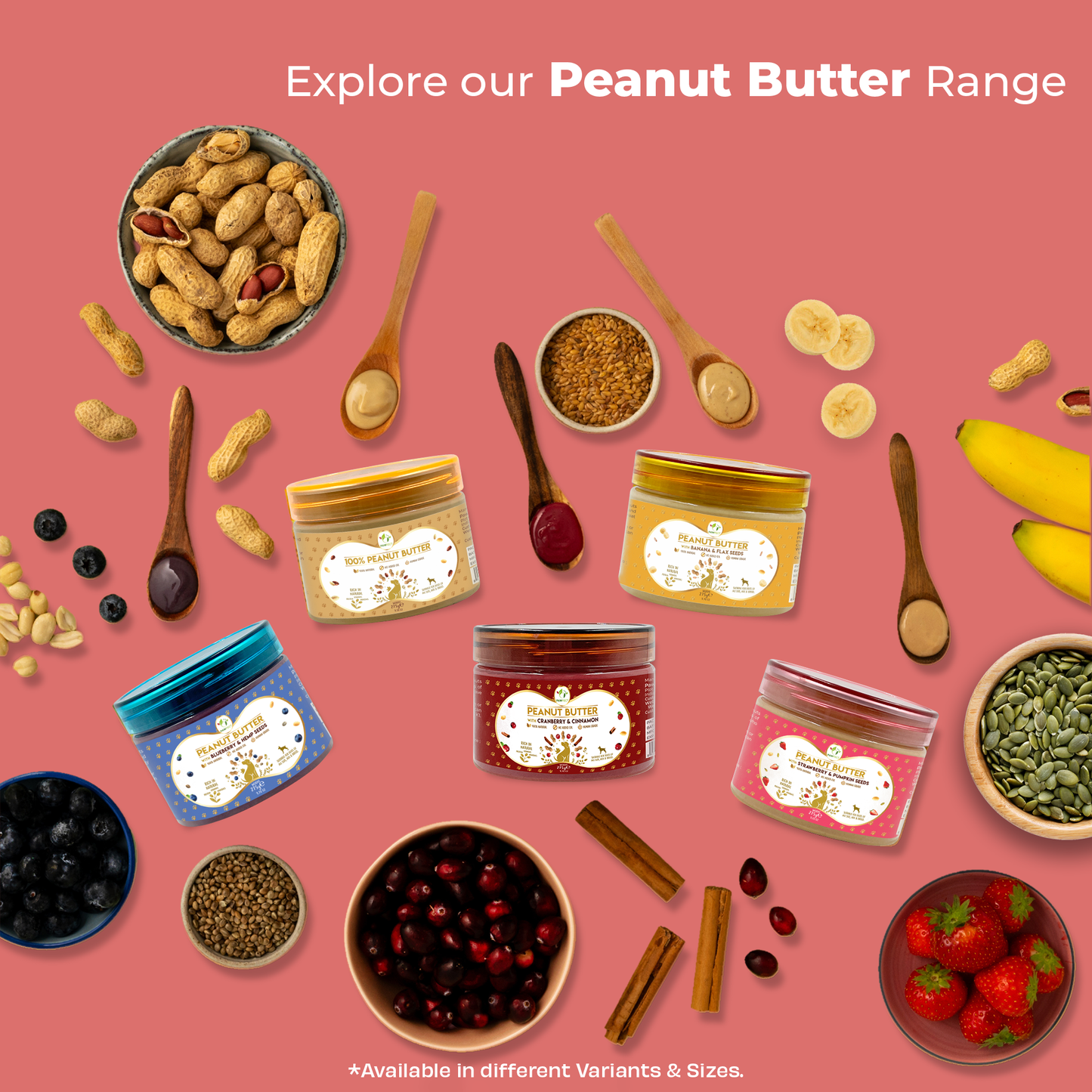 Pawfect Peanut Butter with Strawberry & Pumpkin Seeds for Dogs & Puppies | 100% Natural| No Added Sugar, Salt, Palm Oil | No Sweeteners, No Xylitol | Healthy Dog Treat