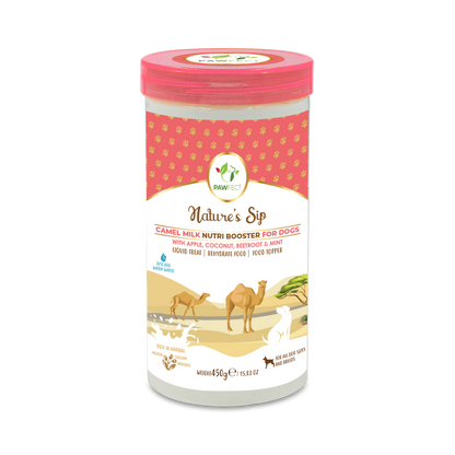 Pawfect Nature's Sip Camel Milk Powder with Apple, Coconut, Beetroot & Mint for dogs | Easily Digestible| Pre & Probiotics| Healthy Topper| Low Glycemic| Hydration Support