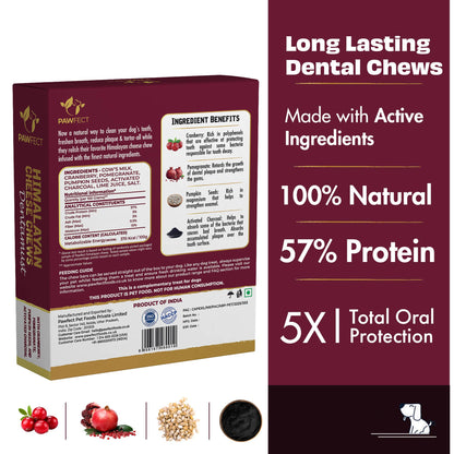 Pawfect Dentamust Himalayan Cheese Chew with Cranberry & Pomegranate for Dogs|Long lasting dental chews with Superfoods |All Natural, High protein|Grain-free | Pack of 3 for Large Dogs