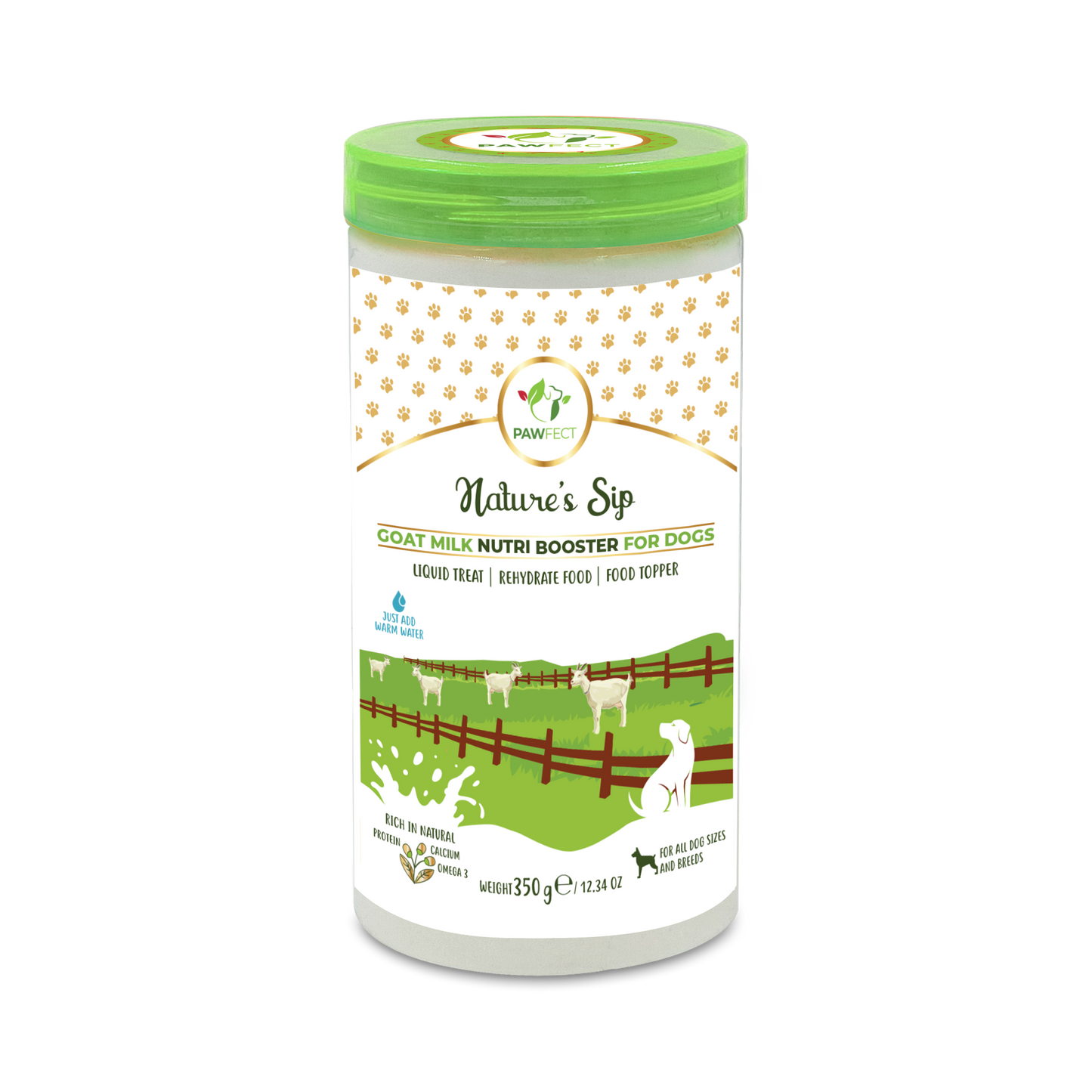 Pawfect Nature's Sip 100% Natural Goat Milk Powder for Dogs & Puppies| Easily Digestible| Source of Vitamins, Minerals, Probiotics| Healthy Topper| Hydration Support