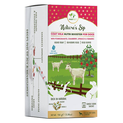 Pawfect Nature's Sip Goat Milk Powder with Pomegranate & Cranberries| Easily Digestible| Pre & Probiotics| Healthy Topper| Hydration Support