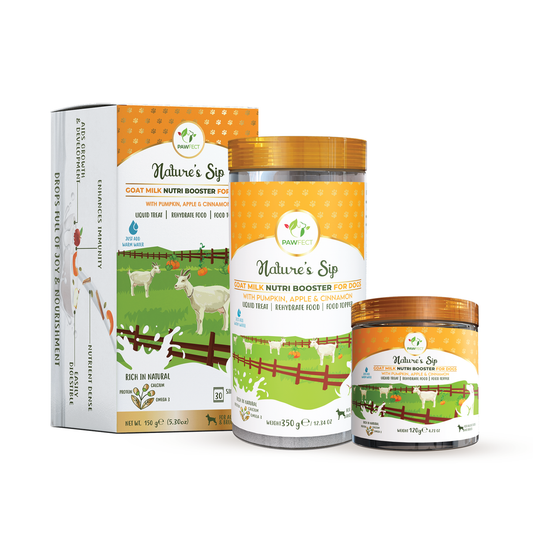 Pawfect Nature's Sip Goat Milk Powder with Pumpkin, Apple, Cinnamon & Pumpkin Seeds| Easily Digestible| Pre & Probiotics| Healthy Topper| Hydration Support