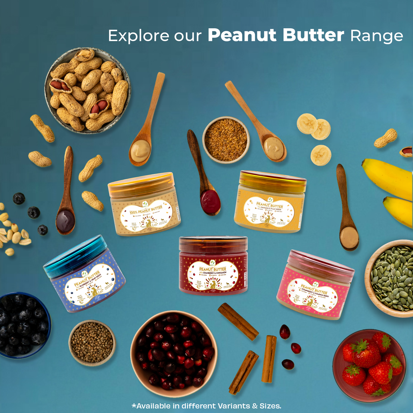 Pawfect Peanut Butter with Blueberries & Hempseeds for Dogs & Puppies | 100% Natural | No Added Sugar, Salt, Palm Oil | No Sweeteners, No Xylitol | Healthy Dog Treat