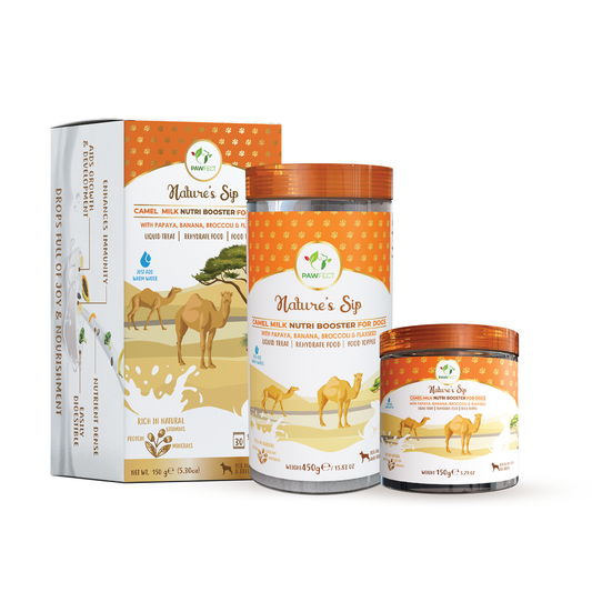 Pawfect Nature's Sip Camel Milk Powder with Papaya, Banana, Broccoli & Flaxseeds| Easily Digestible| Pre & Probiotics| Healthy Topper| Low Glycemic| Hydration Support