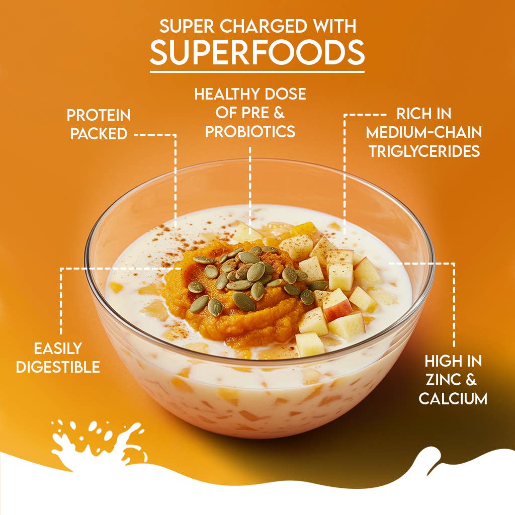 Pawfect Nature's Sip Goat Milk Powder with Pumpkin, Apple, Cinnamon & Pumpkin Seeds| Easily Digestible| Pre & Probiotics| Healthy Topper| Hydration Support