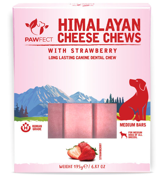 Pawfect Himalayan Cheese Chews with Strawberry for Dogs| 100% Natural Dental Stick| Cleans teeth| Removes Plaque and Tartar|High protein| Grain-free | Long lasting chew |Pack of 3