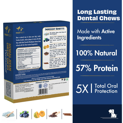Pawfect Dentamust Himalayan Cheese Chews with Blueberry & Papaya for Dogs|Long lasting dental chews with Superfoods |All Natural, High protein|Grain-free| Pack of 3 for Large Dogs