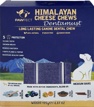 Pawfect Dentamust Himalayan Cheese Chews with Blueberry & Papaya for Dogs|Long lasting dental chews with Superfoods |All Natural, High protein|Grain-free| Pack of 3 for Large Dogs