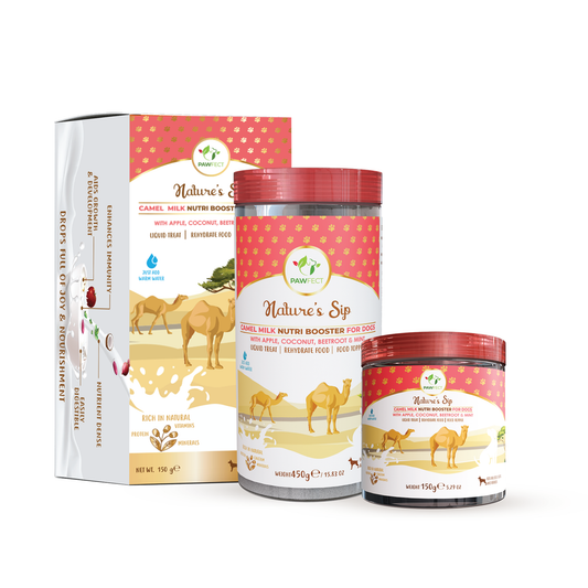 Pawfect Nature's Sip Camel Milk Powder with Apple, Coconut, Beetroot & Mint for dogs | Easily Digestible| Pre & Probiotics| Healthy Topper| Low Glycemic| Hydration Support