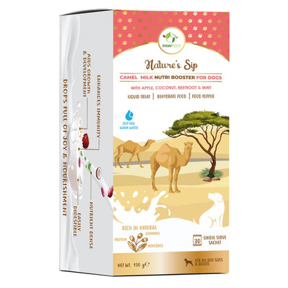 Pawfect Nature's Sip Camel Milk Powder with Apple, Coconut, Beetroot & Mint for dogs | Easily Digestible| Pre & Probiotics| Healthy Topper| Low Glycemic| Hydration Support