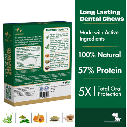 Pawfect Dentamust Himalayan Cheese Chews with Aloe, Honey & Green Tea for Dogs| Long lasting dental chew with Superfoods |All Natural, High protein, Grain-free| Pack of 3 for Large Dogs