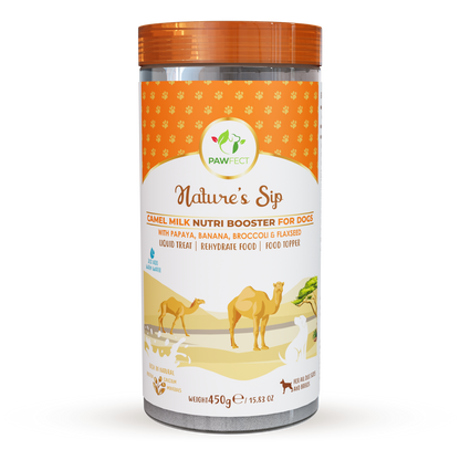 Pawfect Nature's Sip Camel Milk Powder with Papaya, Banana, Broccoli & Flaxseeds| Easily Digestible| Pre & Probiotics| Healthy Topper| Low Glycemic| Hydration Support