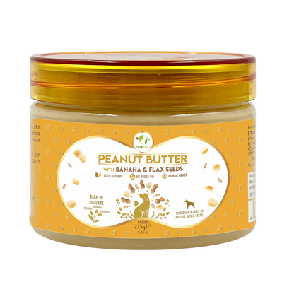 Pawfect Peanut Butter with Banana & Flaxseeds for Dogs & Puppies | 100% Natural| No Added Sugar, Salt, Palm Oil | No Sweeteners, No Xylitol | Healthy Dog Treat